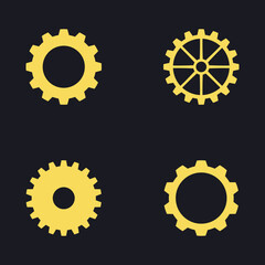 Golden gears collection – Set of isolated gold gears icons – Vector sprockets