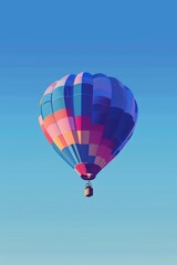 Obraz premium Colorful hot air balloons floating in the sky, phone wallpaper illustration, blue theme