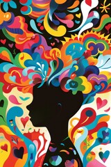 Fototapeta premium Children's shadow and children's imagination concept, colorful thinking, art, creativity, phone wallpaper illustration