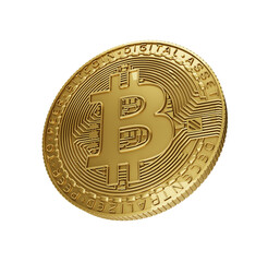 Cryptocurrency bitcoin golden coins isolated on white