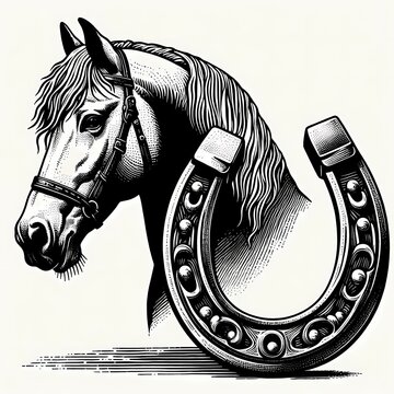 recommend clip art: vintage illustration of horse and horseshoe