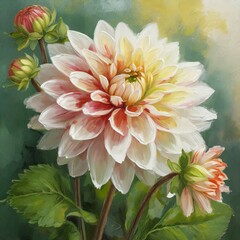 delicate dahlia flower oil painting