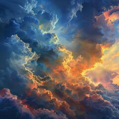 Fototapeta premium Evening light reflects off the clouds