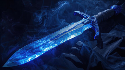 Magic glowing sword. Fantasy element