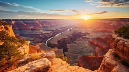 Scenic view of canyon edge and arid landscape