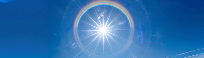 Halo around the sun in a clear blue sky