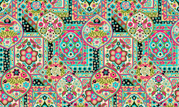 beautiful ethnic golden floral seamless pattern for textile printing