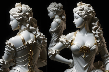 Graceful figures: sculptures of women made of white marble - Powered by Adobe
