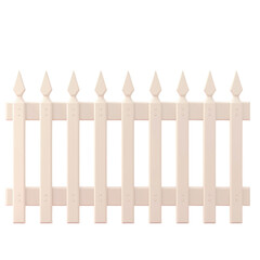 A white picket close up against a transparent backdrop