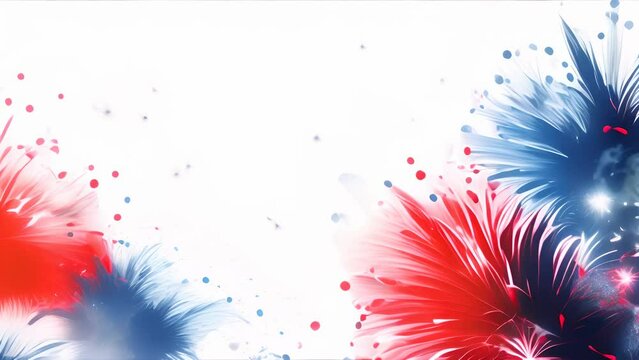 Exploding red, white and blue fireworks