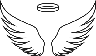 Fotobehang Halo and angels wings icon. Vector. Line style.  © Lidiia Koval