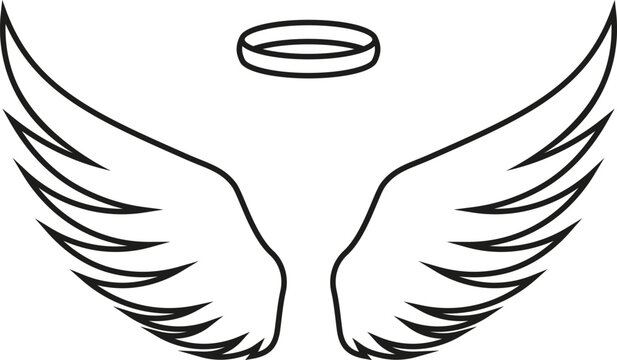 recommend clip art: Halo and angels wings icon. Vector. Line style.	