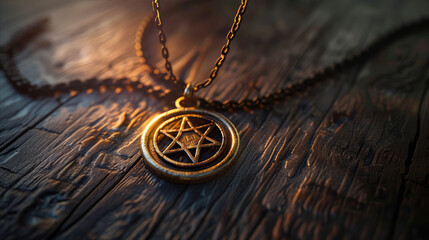 The amulet for protection against dark forces and negativity. Magical glow