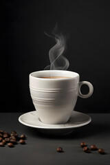 White cup of hot coffee