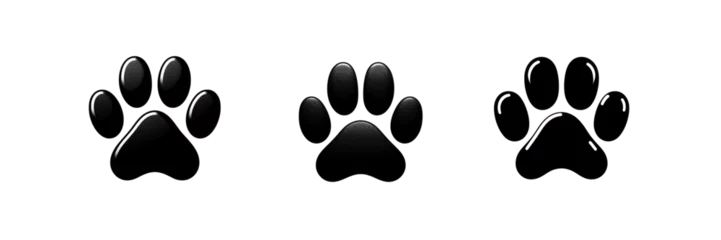 Fotobehang Set of Silhouette icon of Dog or cat paw print illustration, isolated over on transparent white background © Mithun