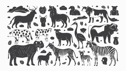 Collection of Animal Vectors on a White Background