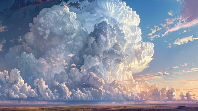 Majestic cumulonimbus clouds tower over a landscape
