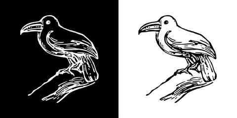 Bird icon. Black icon. Line icon. Black line. Animal. Silhouette
