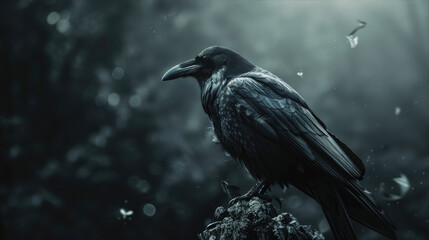 Naklejka premium Crow and magic black atmosphere