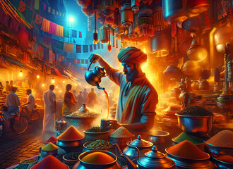 Indian chai wallah is making chai in the streets