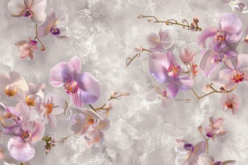 Fototapeta na wymiar Orchids with petals of thin, translucent gemstones, each stem and leaf coated in a sleek platinum metallic sheen, symbolizing luxury refined beauty in the wild created with Generative AI Technology