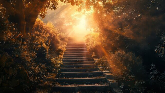 Stairway to heaven in light created with Generative AI