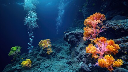 Fototapeta na wymiar A colorful coral reef with a variety of sea life