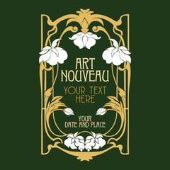 vector vintage items: label art nouveau	
