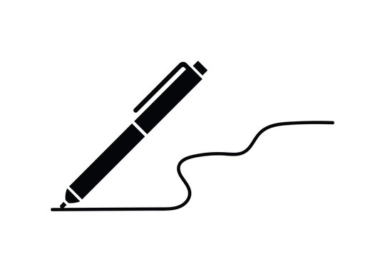 Pencil, pen, writing icon. line and glyph version, signature pen and filled vector sign. line and full pictogram. Symbol, logo illustration on white background