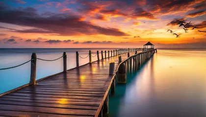 Zelfklevend Fotobehang pier at sunset © Frantisek