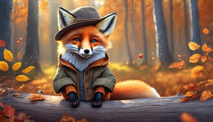 fox in the forest - obrazy, fototapety, plakaty