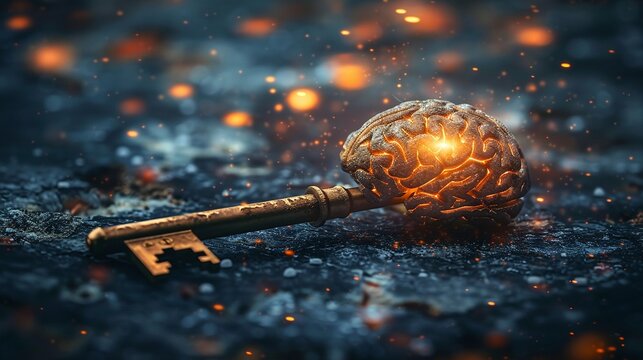 A key unlocking a brain