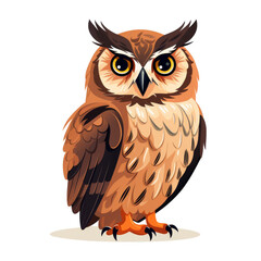 Owl isolated on a transparent background. Vector illustration in cartoon style.