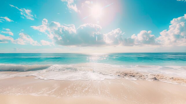 Sun Shining Over Ocean on Beach