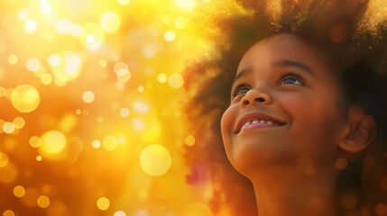 Fototapeta premium Child Wonder in Sunlit Bokeh Atmosphere