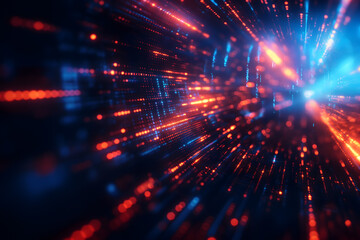 Obraz premium Cybernetic Dreamscape: A Vibrant Visualization of Digital Data Flow