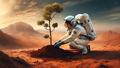 astronaut in the desert - obrazy, fototapety, plakaty