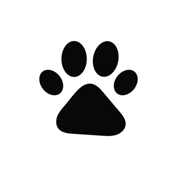 cat or dog paw print flat icon. isolated on white background for animal Paw vector foot trail of cat. Dog, puppy silhouette animal diagonal tracks patterns, showcases design, apps - web. EPS file 64.
