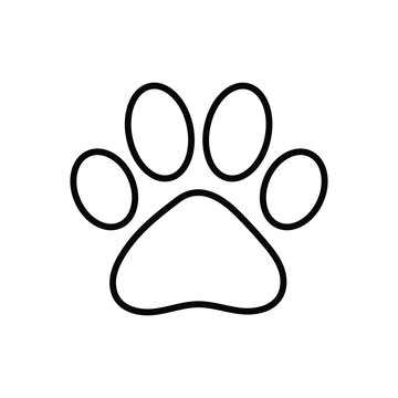 Paw print sketch icon. Animal paw print line icon. Dog or cat paw print. Pet footprint sign. Dog track icon. Vector illustration. Eps file 67.