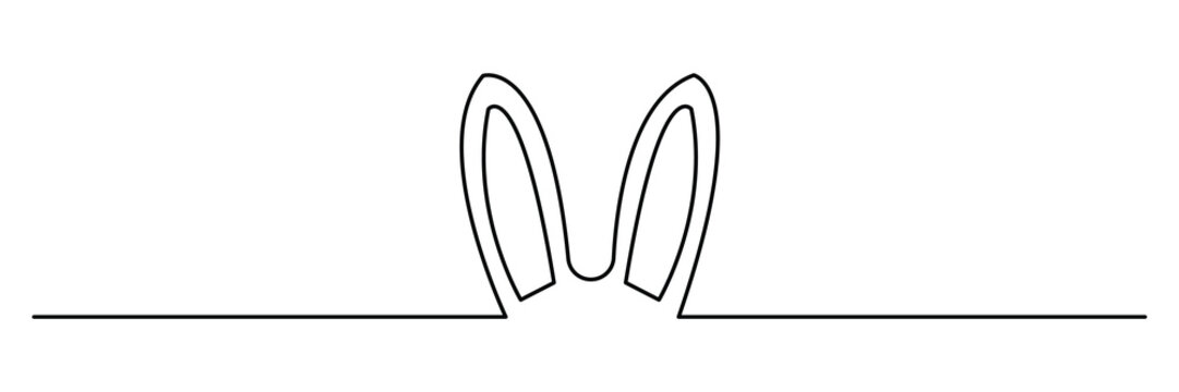 Easter bunny on line vector, traditional holiday rabbit line art. Christian holiday animal symbol. Easter rabbit bunny simple graphic illustration. EPS file 72.