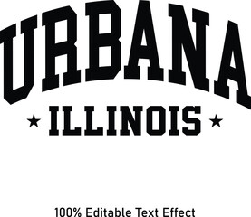 Urbana text effect vector. Editable college t-shirt design printable text effect vector