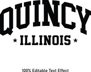Quincy text effect vector. Editable college t-shirt design printable text effect vector