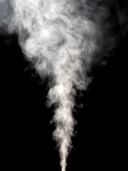 Effect of rising white smoke isolated on a black