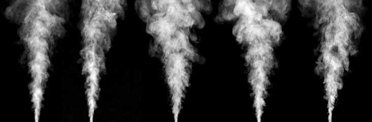 White smoke collection isolated a on black - obrazy, fototapety, plakaty