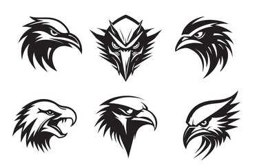 Fototapeta premium Head of raven. Crow abstract character illustration. Graphic logo designs template for emblem. Image of portrait for company use or tattoo set.