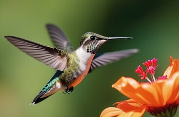 Fototapeta premium Hummingbird hovering near a flower