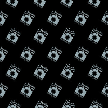 Photo coming soon icon seamless pattern isolated on black background