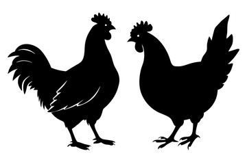 silhouette of a chicken silhouette,tattoo design, icon Silhouette,logo, and vector illustration