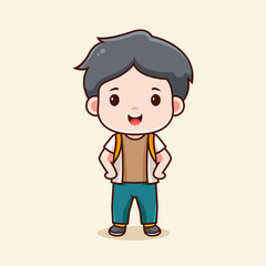 Cute schoolboy character vector design