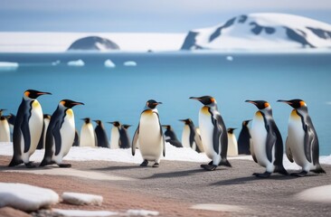 Fototapeta premium Group of penguins on glaciers